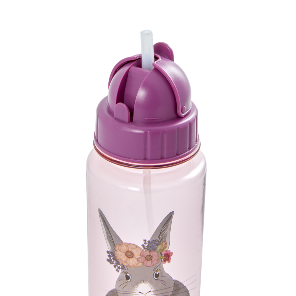 Pink With Rabbit Print Kids Water Bottle By Rice DK